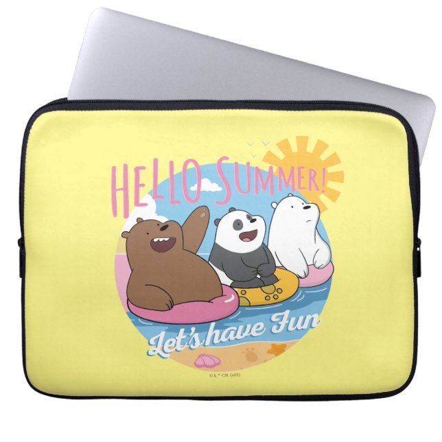 Capa Para Notebook Bare Bears - Olá Summer! Vamos se divirta (Frente)