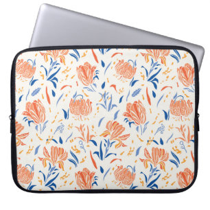 Capa Para Notebook Barroco de linocução botânica: fundo floral sem co