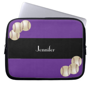 Capa Para Notebook Baseball, nome, computador roxo e preto