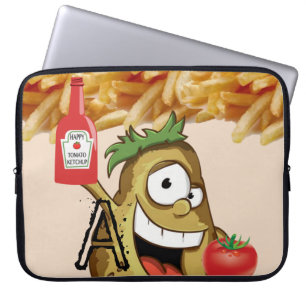 Capa Para Notebook Batata Bolsa de laptop, Fritas Francesas, Ketchup