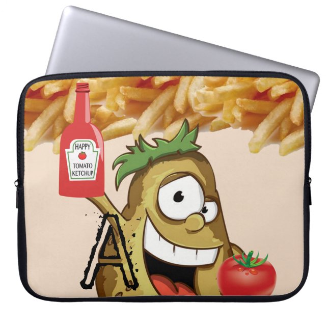 Capa Para Notebook Batata bolsa de laptop, Fritas Francesas, Ketchup (Frente)