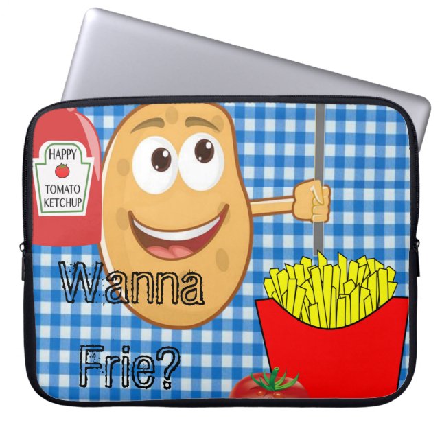 Capa Para Notebook Batata bolsa de laptop, Fritas Francesas, Ketchup (Frente)