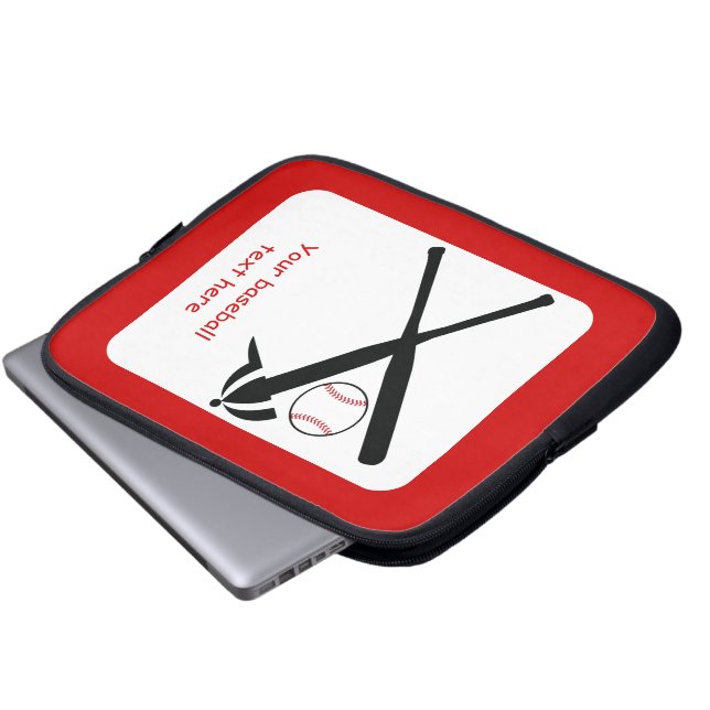 Capa Para Notebook Baterias cruzadas de baseball e boné preto, vermel (Frente Inferior)