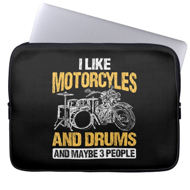 Capa Para Notebook Baterista Tamborilando Eu Gosto de Motocicletas e  (Frente)