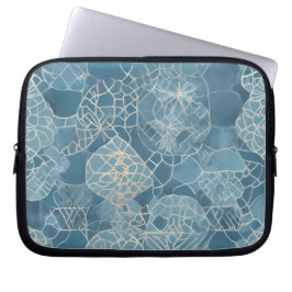 Capa Para Notebook Batik Geométrico Botânico Azul