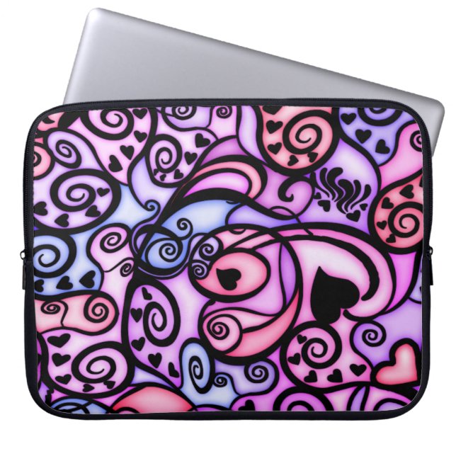 Capa Para Notebook Batimentos cardíacos que cantam, estilo do vitral (Frente)