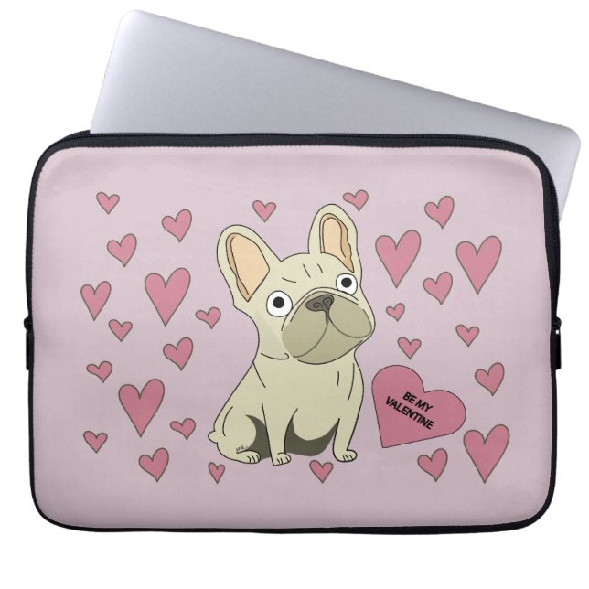 Capa Para Notebook Be my Valentine, French Bulldog (Frente)