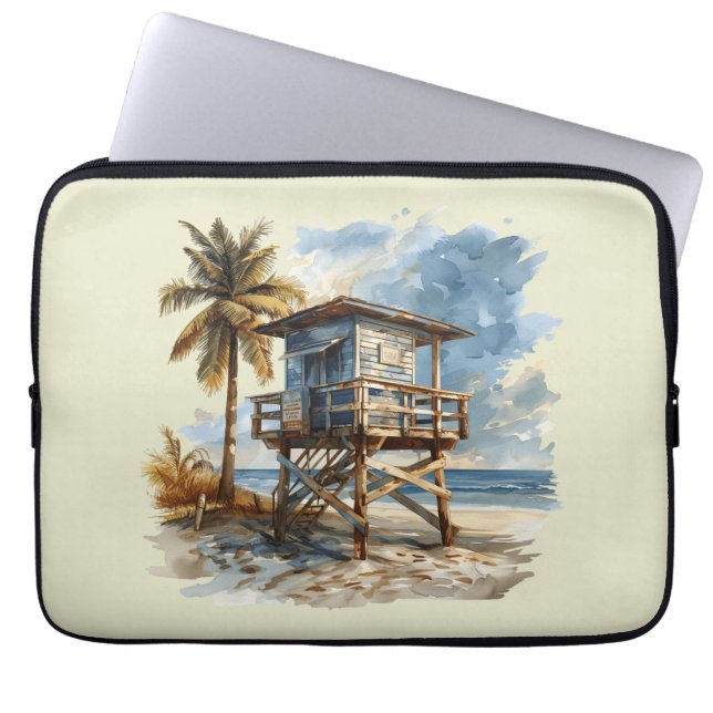Capa Para Notebook Beach Hut - Ilustração do Beach Hut (Frente)