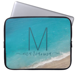 Capa Para Notebook Beach Ocean Waves Teal Personalized