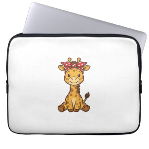 Capa Para Notebook Bebê Girafa Fofa com Arco Design Vetorial Vintage_