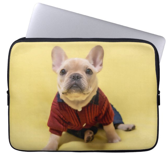 Capa Para Notebook Bebês Mais Pobres | Buldogue francês vestido (Frente)