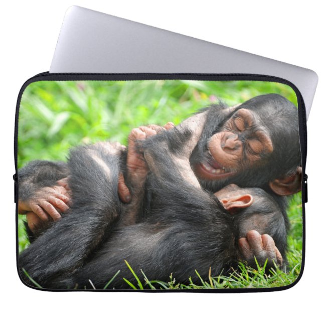 Capa Para Notebook Bebês Mais Pobres | Dois jovens chimpanzés (Frente)