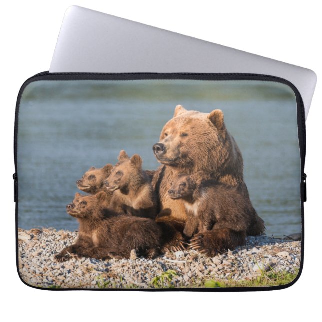 Capa Para Notebook Bebês Mais Pobres | Urso-Mãe e Cubos (Frente)