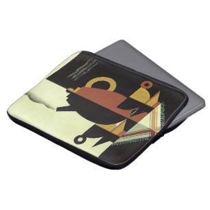 Capa Para Notebook Bebidas de Drinks Vintage Cafeteira com Xícaras