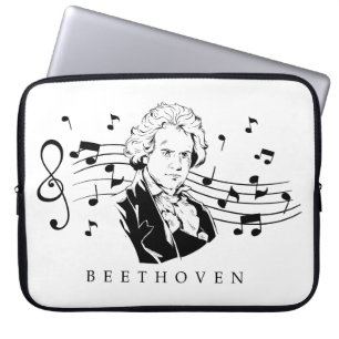 Capa Para Notebook Beethoven com notas em segundo plano