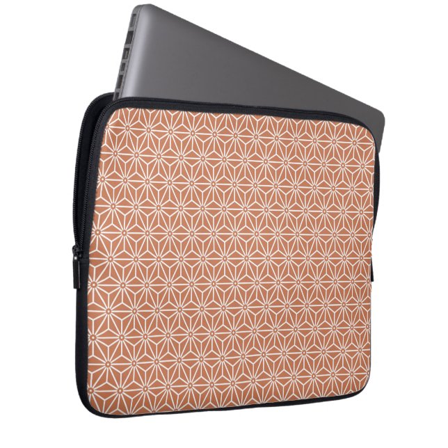 Capa Para Notebook Bege Oriental Ensyucha Asanoha Padrão Japão (Frente Esquerda)