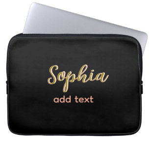Capa Para Notebook beige adicione nome e chefe SMS preto elegante