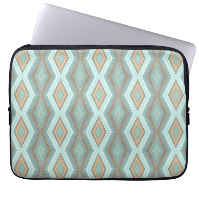 Capa Para Notebook Beige Aqua Turquoise Mint Green Squares Art (Frente)