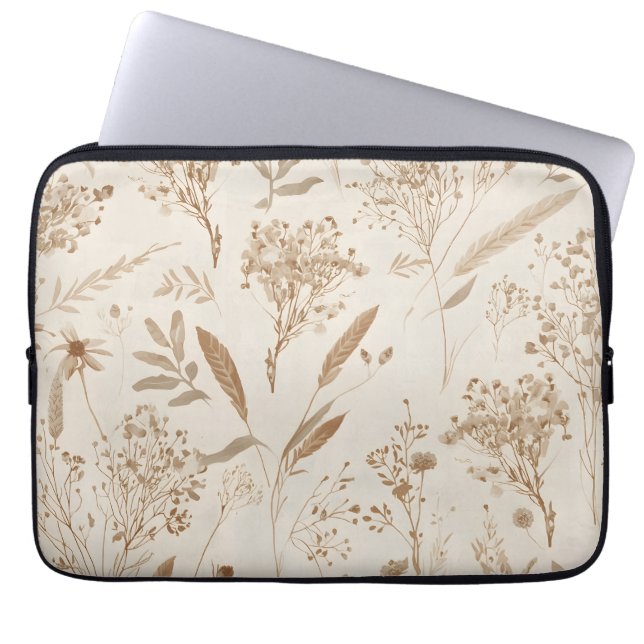 Capa Para Notebook Beige Dried Flower Botanical (Frente)