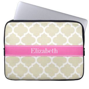 Capa Para Notebook Beige Whromarino #5 Rosa Quente #2 Nome Monograma