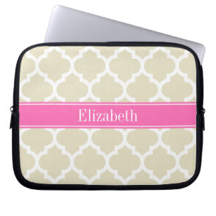 Capa Para Notebook Beige Whromarino #5 Rosa Quente #2 Nome Monograma