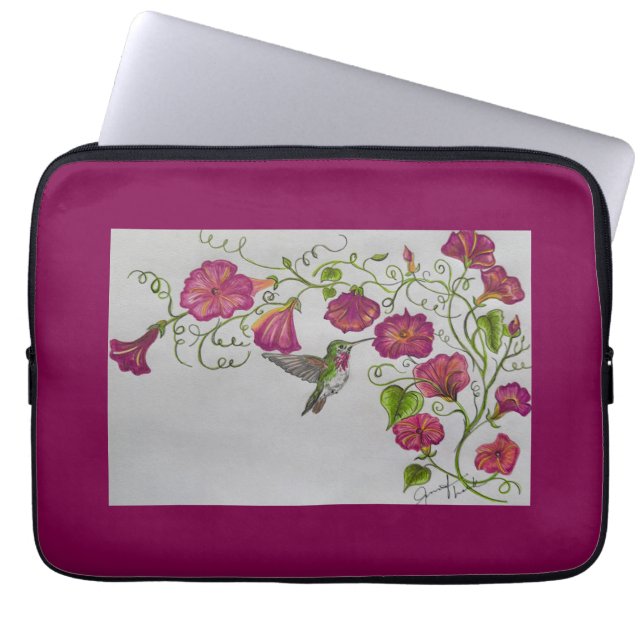 Capa Para Notebook Beija-flor-de-Bolsa de laptop rosa (Frente)