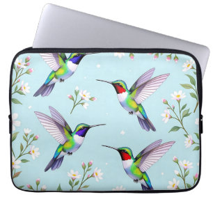Capa Para Notebook Beija-flores Vibrantes e Flor de Cerejeira Branca