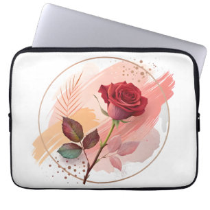Capa Para Notebook Beijo Eterno: Uma Rosa Moderna em Harmonia Abstrat