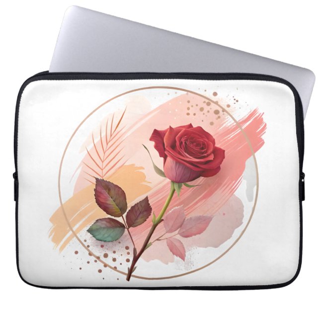 Capa Para Notebook Beijo Eterno: Uma Rosa Moderna em Harmonia Abstrat (Frente)