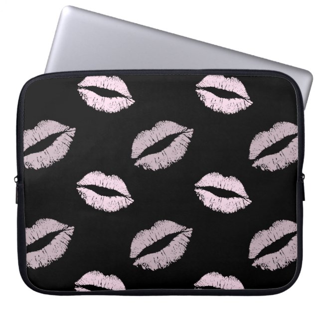 Capa Para Notebook Beijos Rosa Prateados (Frente)