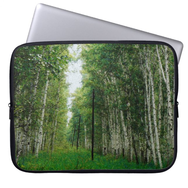 Capa Para Notebook Bela Arte da Floresta de Pássaros (Frente)