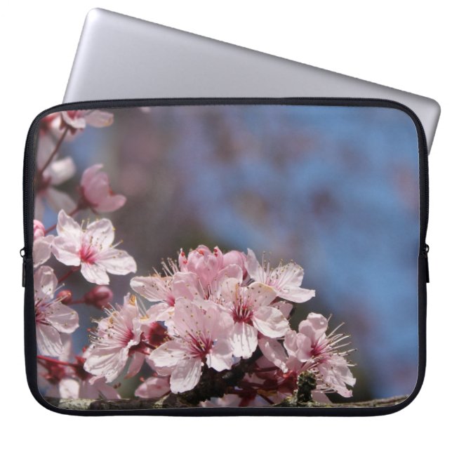 Capa Para Notebook bela árvore florescente de cereja rosa-primavera. (Frente)