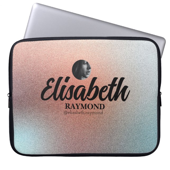 Capa Para Notebook Bela Capinha de Laptop Laranja Brilho Foto e Nome (Frente)