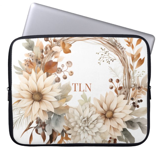 Capa Para Notebook Bela Coroa de Outono com Iniciais (Frente)