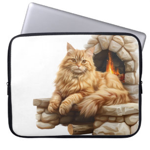 CAPA PARA NOTEBOOK BELA MESA DE LARANJA LONGA CABELEADA POR GATO