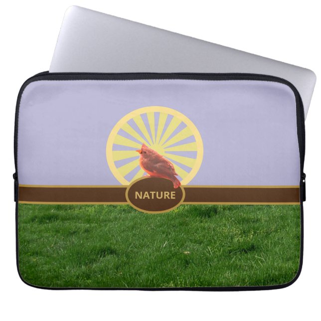 Capa Para Notebook Bela Paisagem Estilosa & Pássaro Vermelho (Frente)