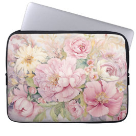 Capa Para Notebook Belas peônias rosa em aquarelas. 