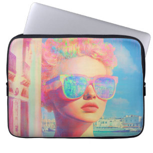 Capa Para Notebook Beleza Costeira Neon com óculos Solares