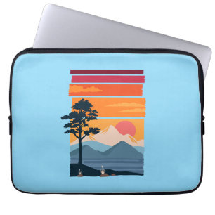 Capa Para Notebook Beleza da Natureza Montanha Pôr do Sol Retro Wande