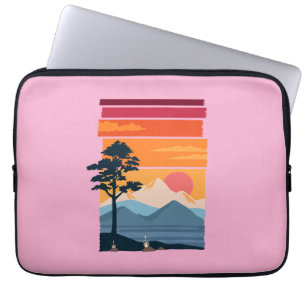 Capa Para Notebook Beleza da Natureza Montanha Pôr do Sol Retro Wande