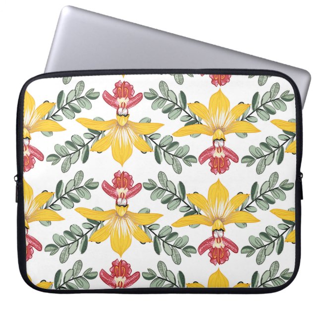 Capa Para Notebook Beleza Orquídea: Elegância Floral do Padrão. (Frente)