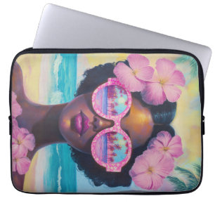Capa Para Notebook Beleza tropical em tons de rosa