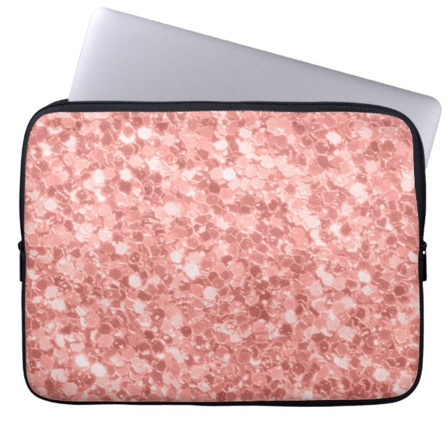 Capa Para Notebook Belo brilho Rosa Dourado Faux Glitter (Frente)