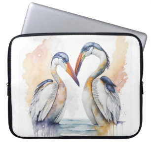 Capa Para Notebook Belo Casal Pelicano, "Pelican Love Bonds"