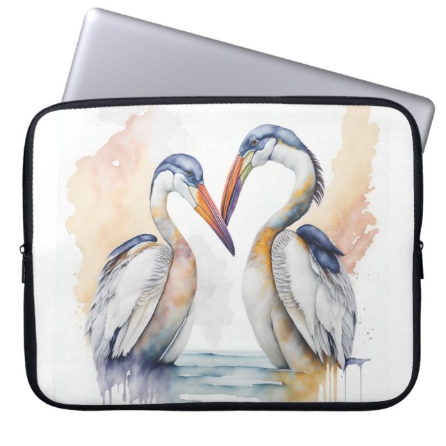 Capa Para Notebook Belo Casal Pelicano, "Pelican Love Bonds" (Frente)
