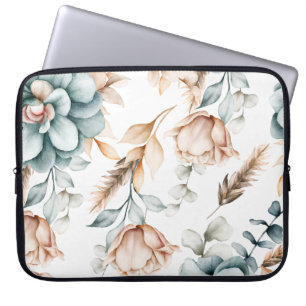 Capa Para Notebook Belo padrão floral sem costura com vinheta