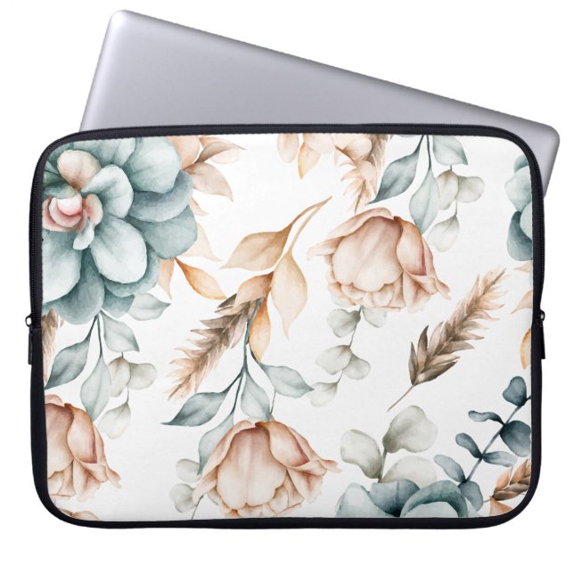Capa Para Notebook Belo padrão floral sem costura com vinheta (Frente)