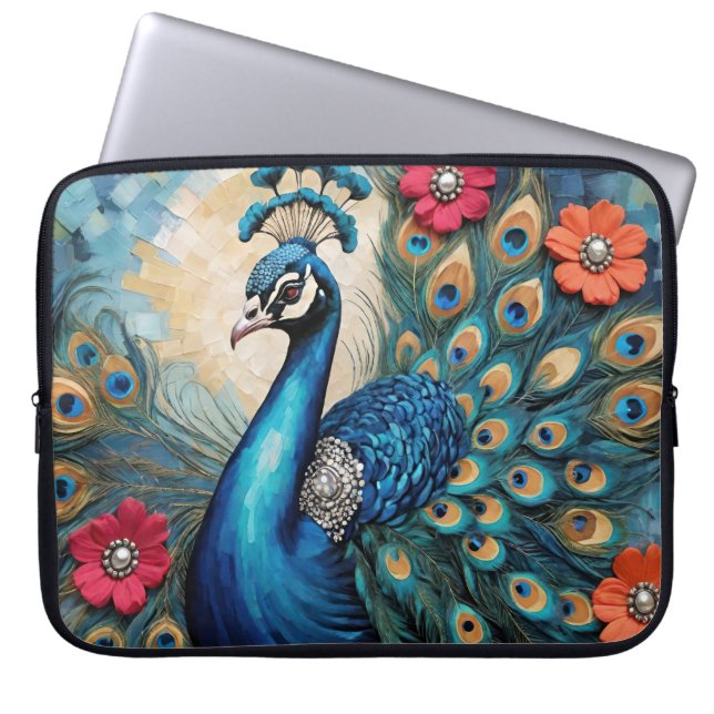 Capa Para Notebook Belo Pavão Regal com Gems (Frente)