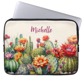 Capa Para Notebook Belos Cactos Floridos Com Nome