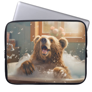 Capa Para Notebook Belzzle Bear Animal Diversão Bath Tub Feliz Hora d